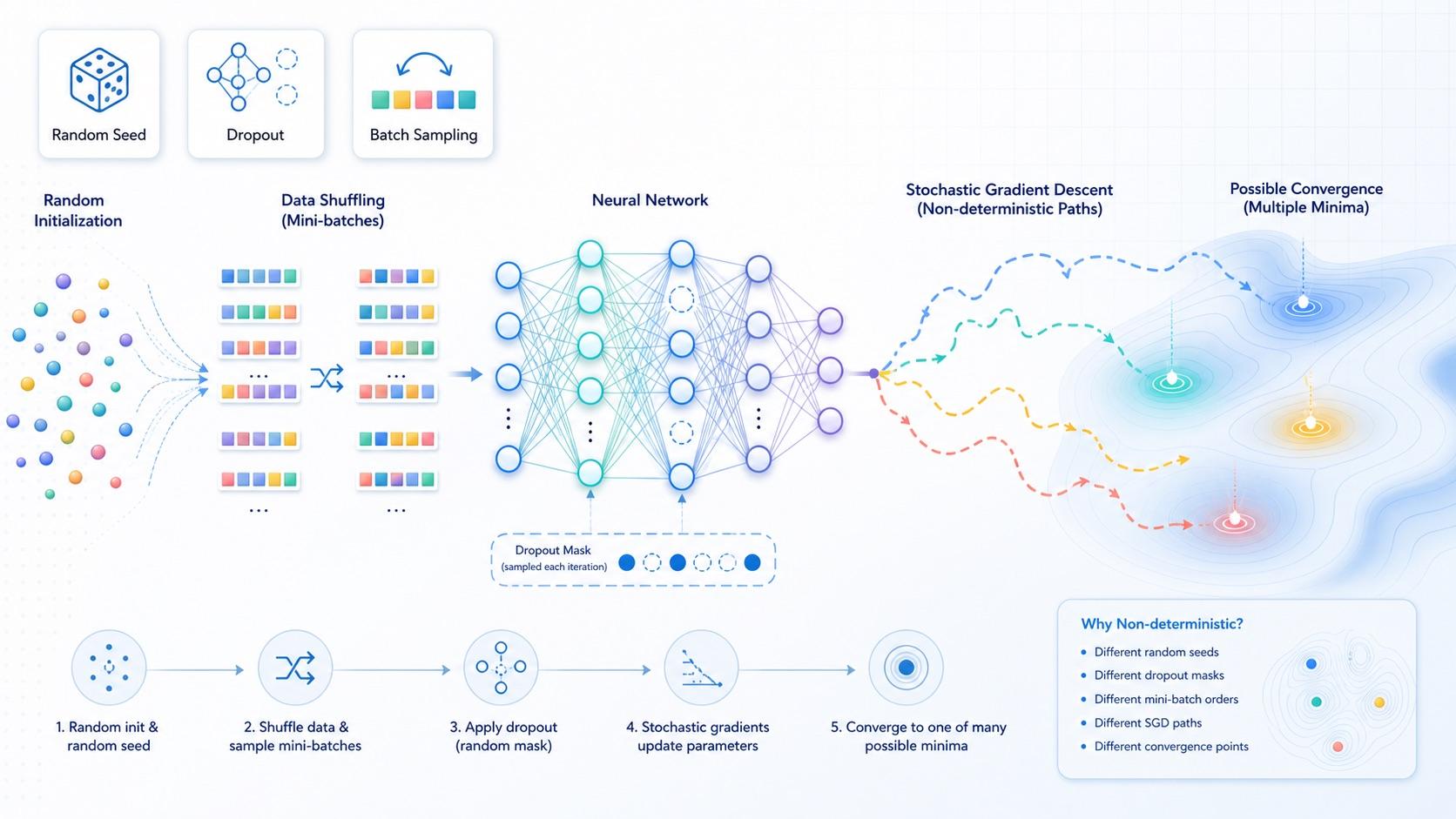 Sources of non-determinism in neural network training
